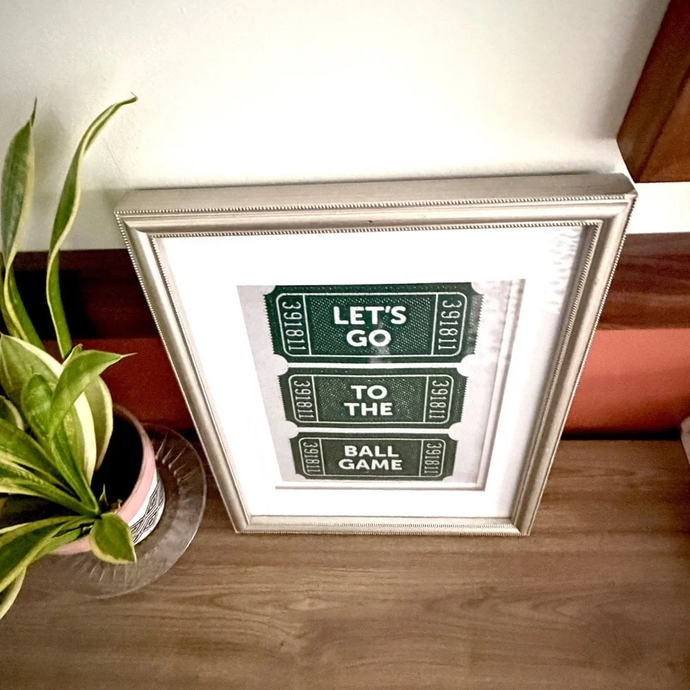 Retro Baseball Let’s Go To The Ball Game Ticket Canvas Print Wall Art Framed Art